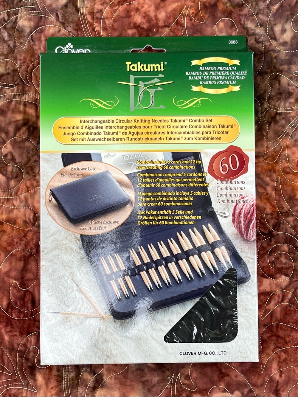 •New• Clover Bamboo Interchangeable Circular Knitting Needles Set - 60 Combos